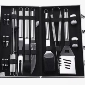SET BBQ 18 PIEZAS CON MALETIN KIT DE ASADOS Y PARRILLA